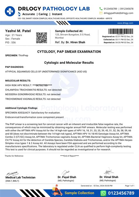 How to read your Pap test report .